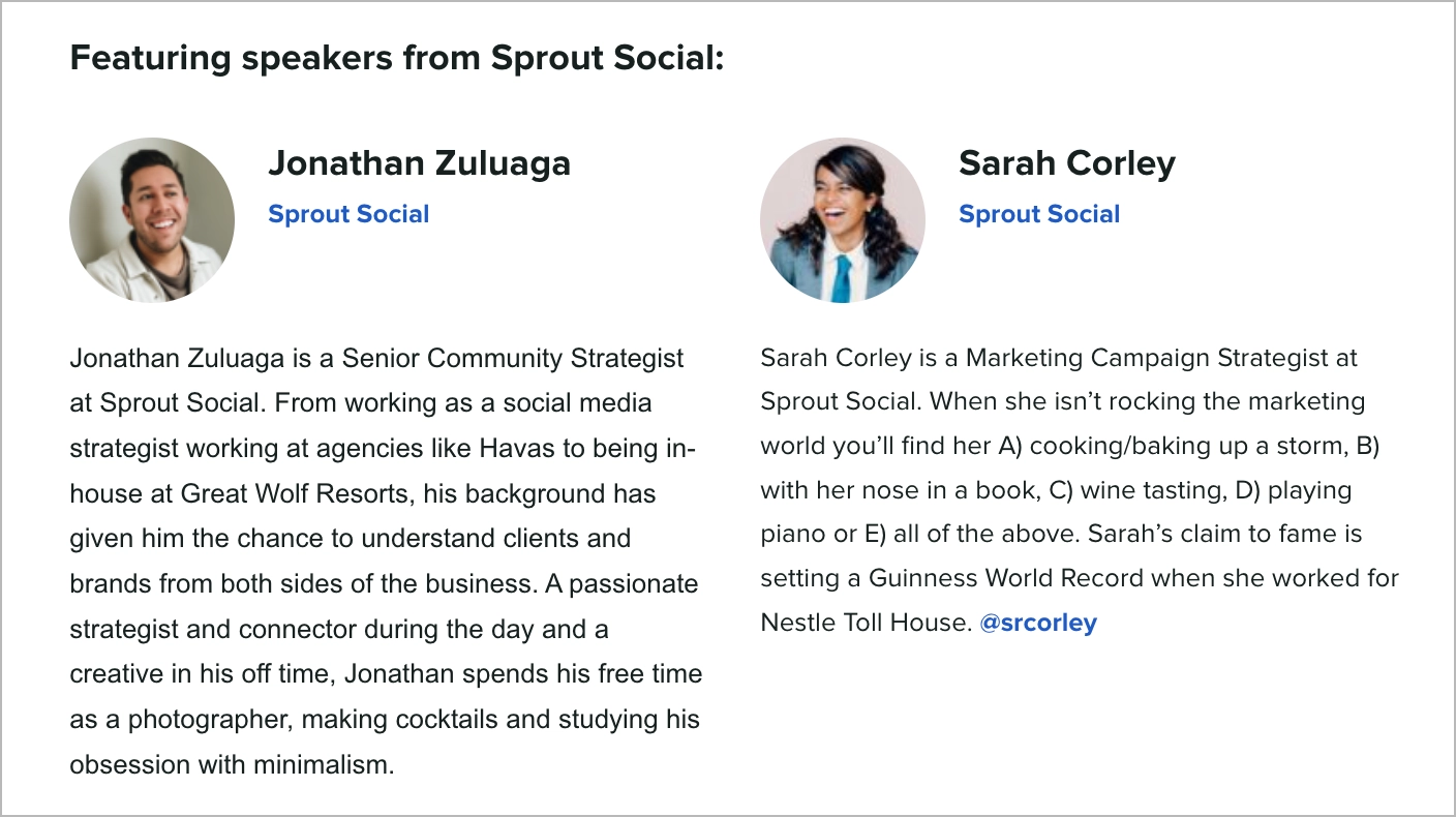 recorded webinar page with speakers bios