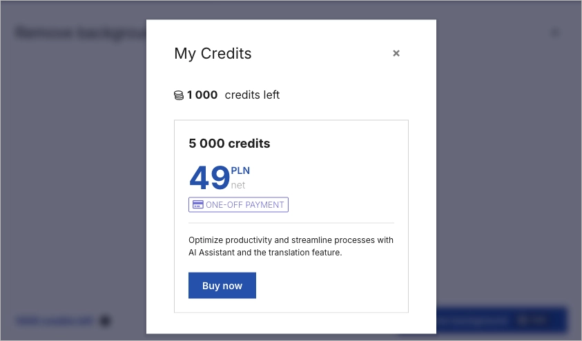 Buying credits for AI features