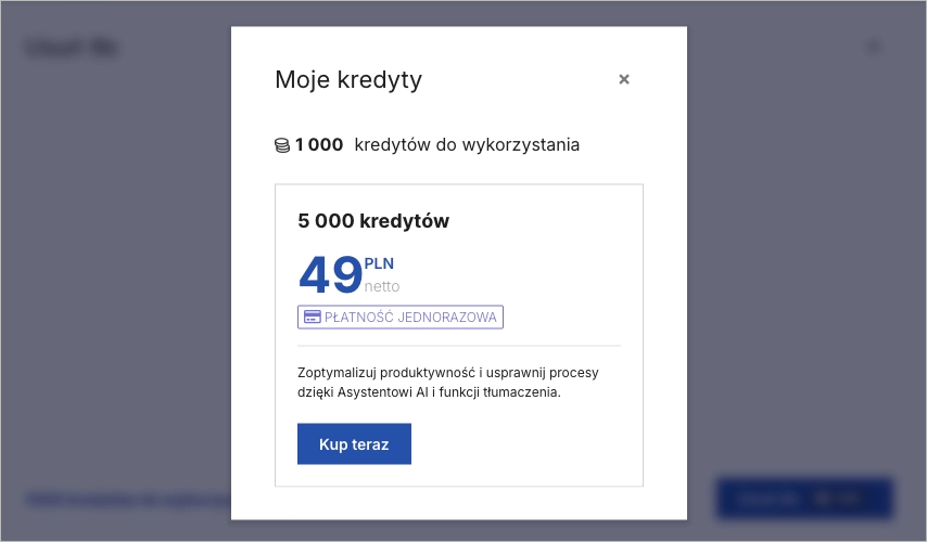 Płatność jednorazowa za kredyty