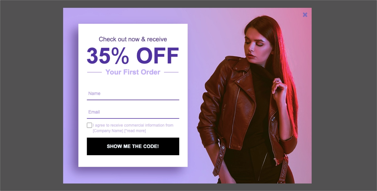popup template for splash page