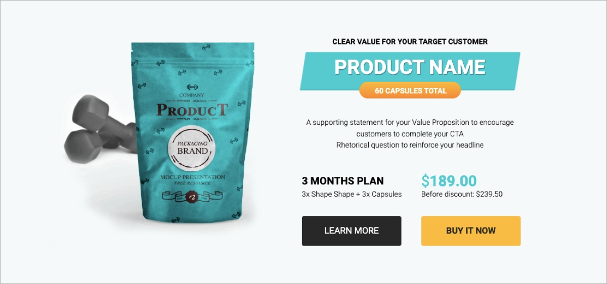 product landing pages template