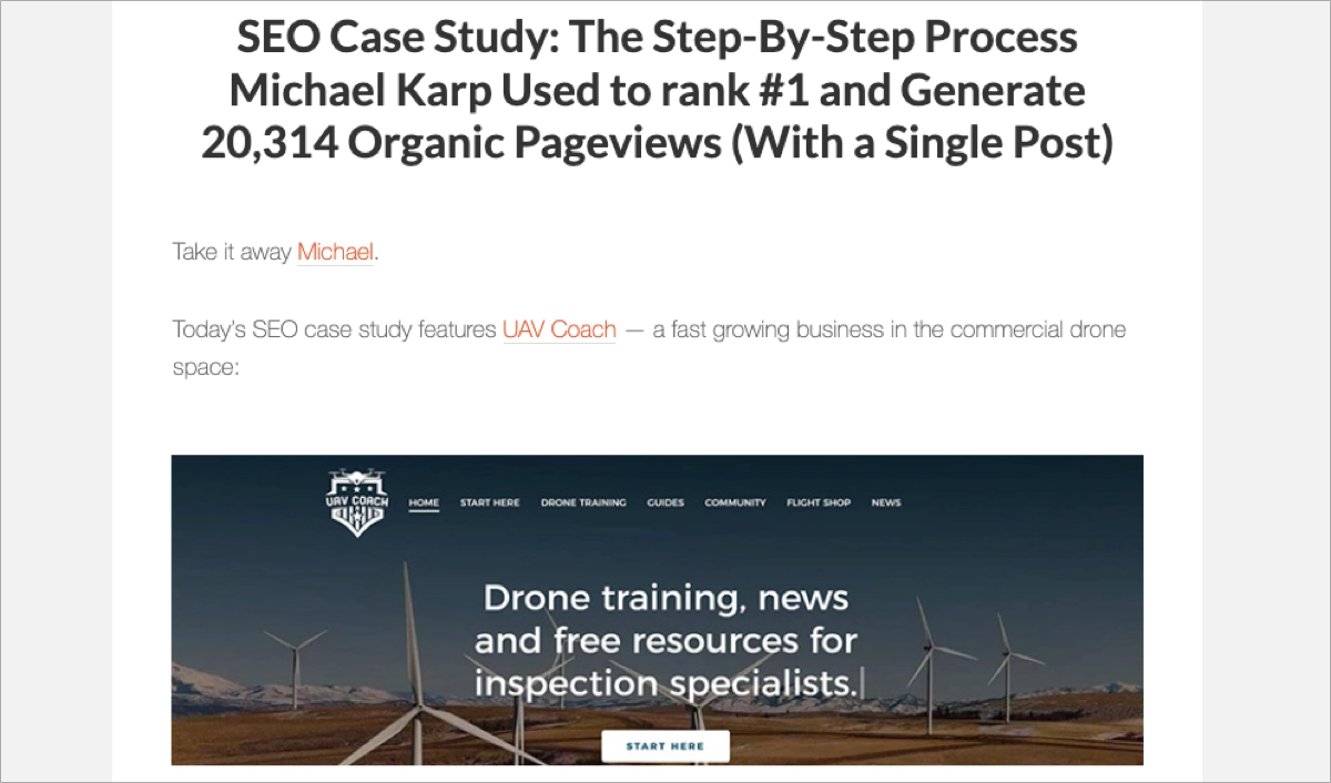 SEO estudo de caso de estratégia de marketing