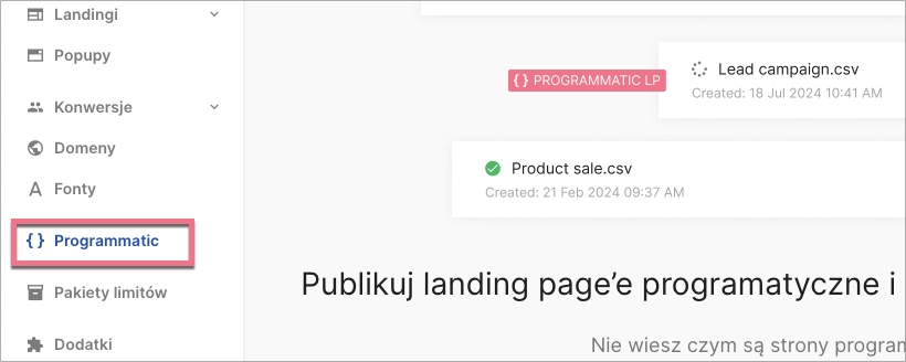 Strony programatyczne w Landingi