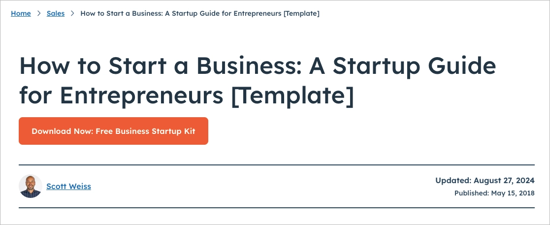 O guia da HubSpot como um exemplo de marketing de conteúdo