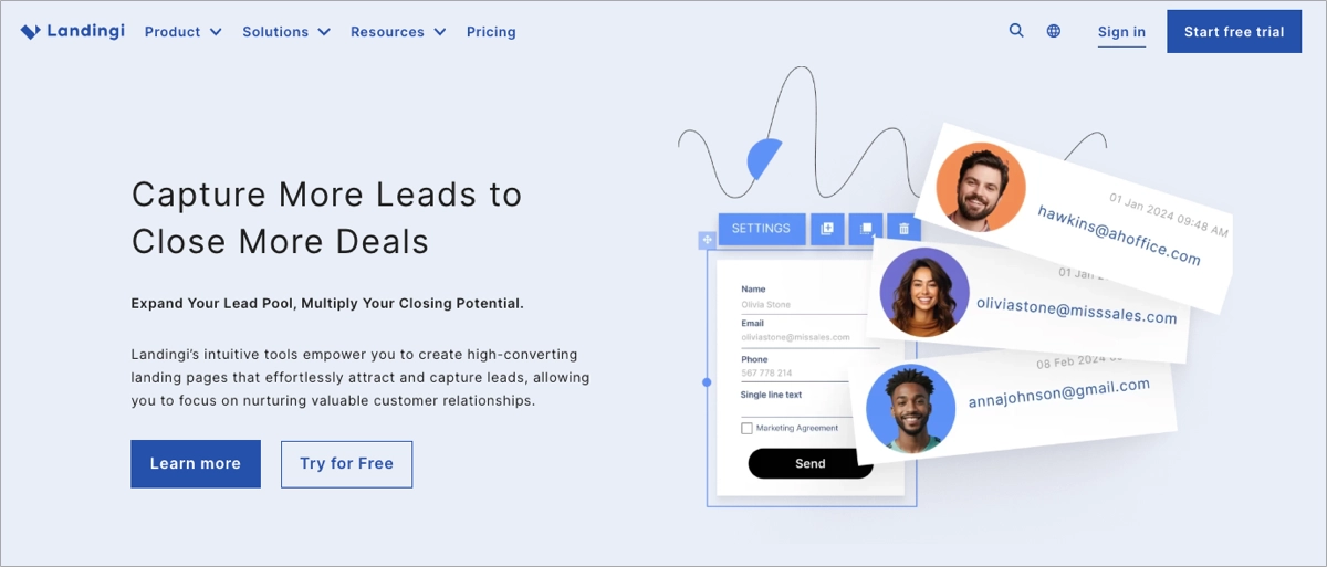 melhor plataforma landing page - Landingi