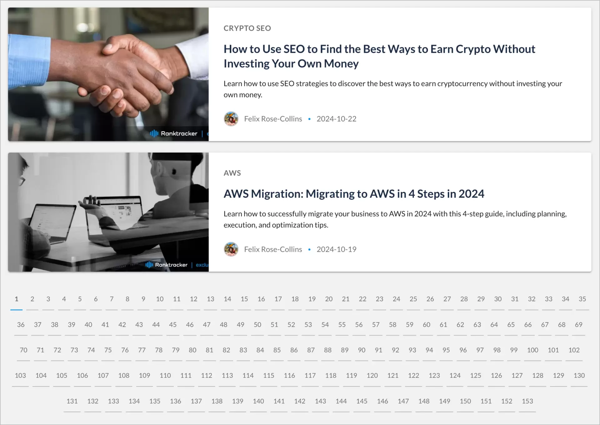 Processo de criação de conteúdo orientado por IA - exemplo do blog do Ranktracker