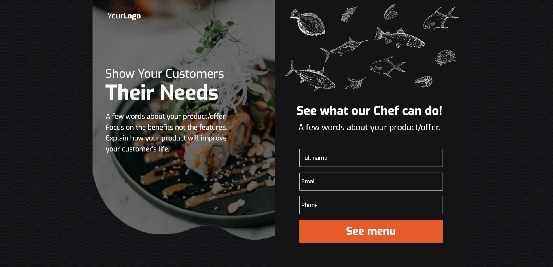 Modelo de restaurante landing page