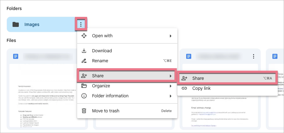 Sharing Google Drive folder