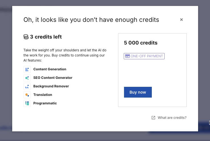 AI credits in Landingi