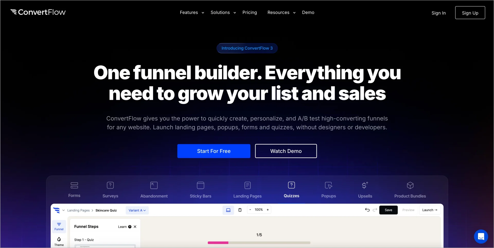 page builder, free landing pages available