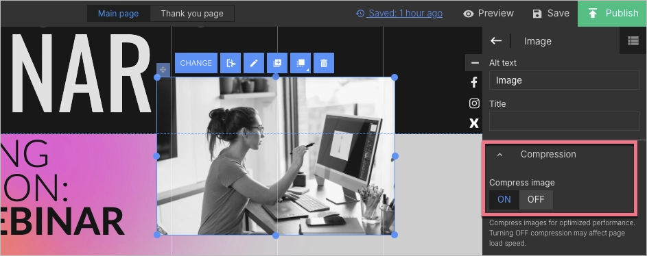 Image compression settings