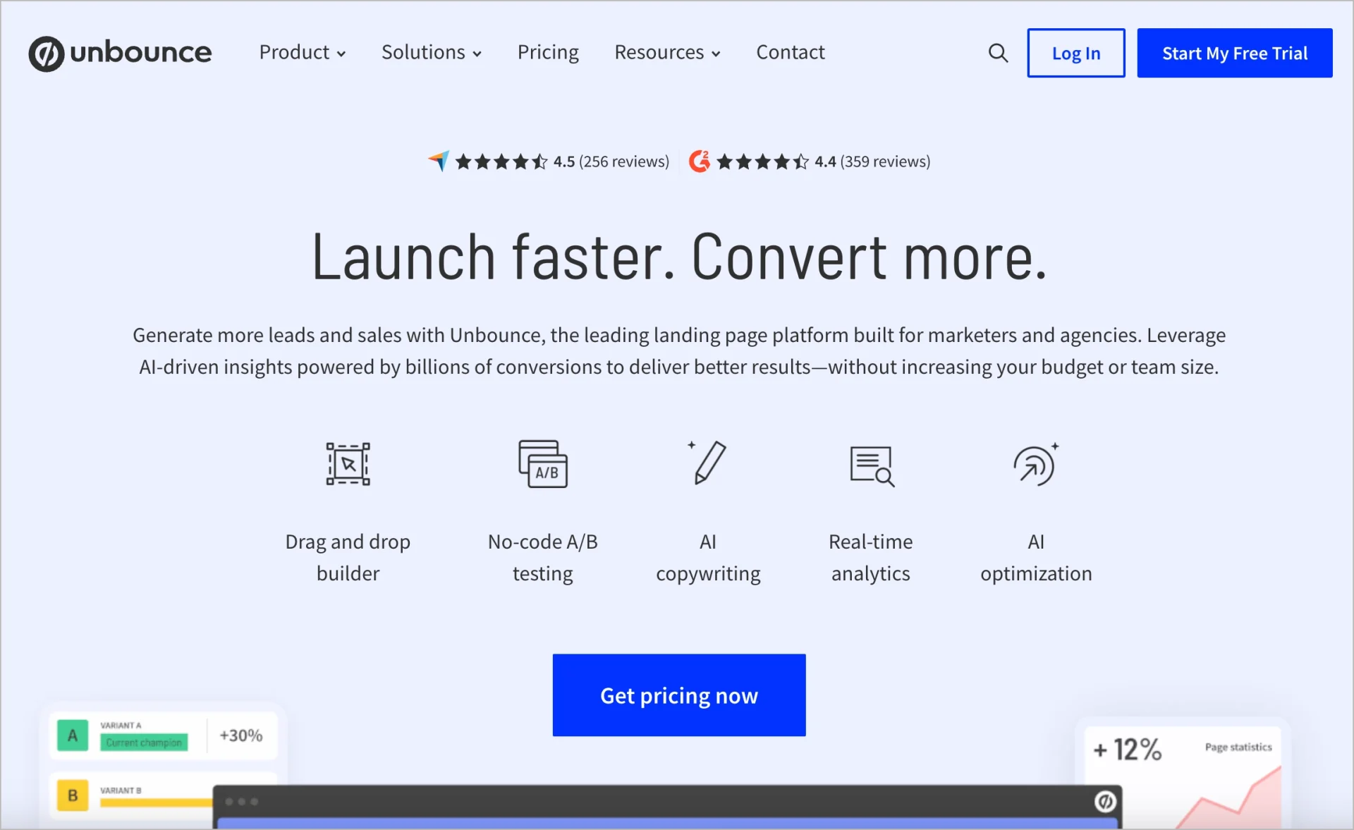 premium landing page software unbounce
