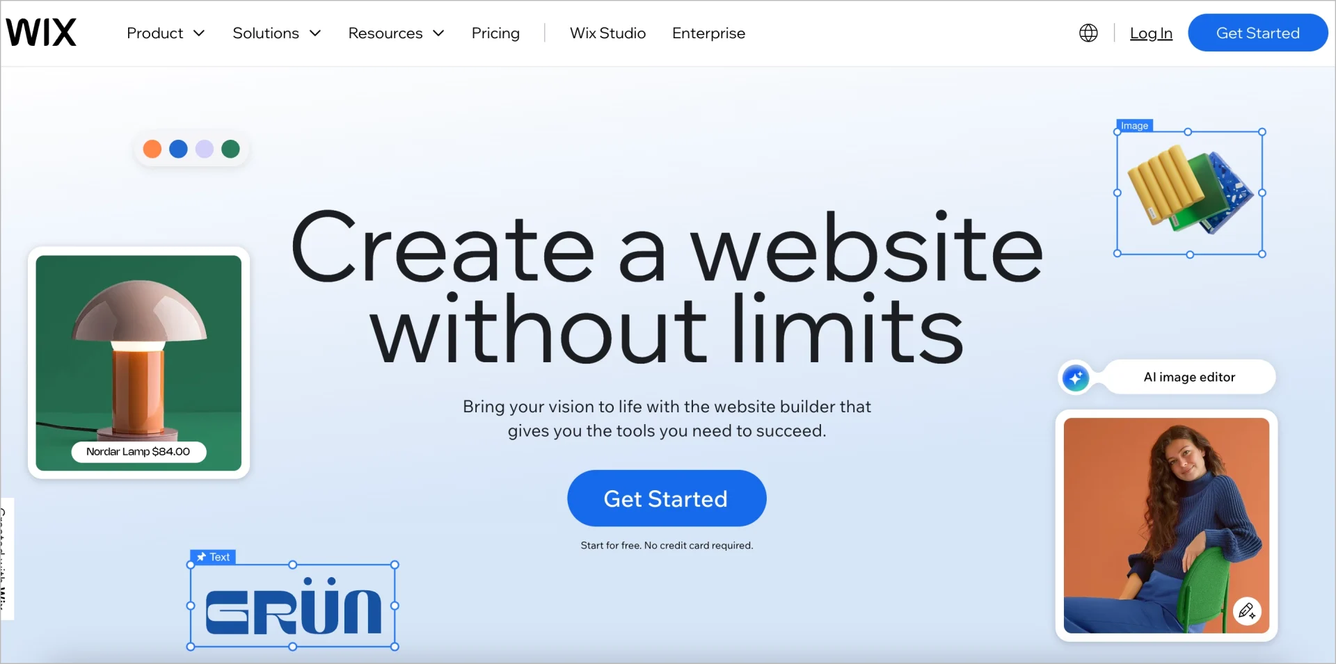 La page d'accueil de wix, un site web et un créateur de landing page.