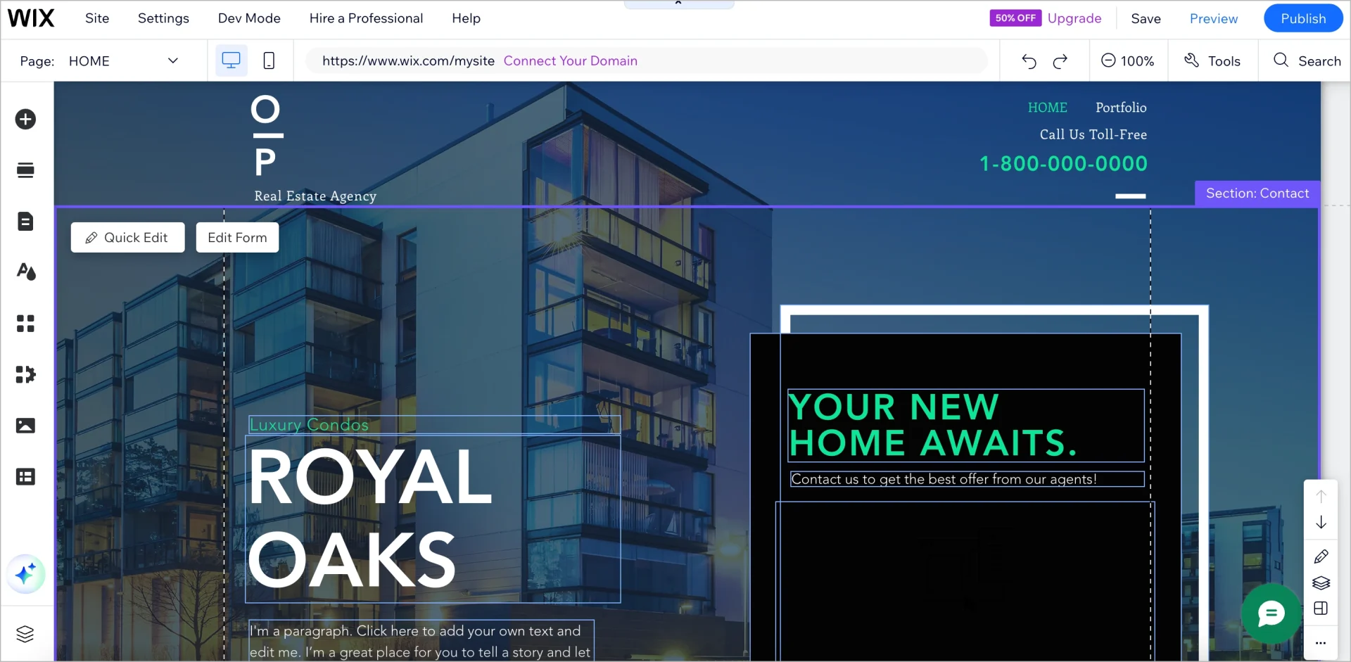 wix, great tool to build free landing pages