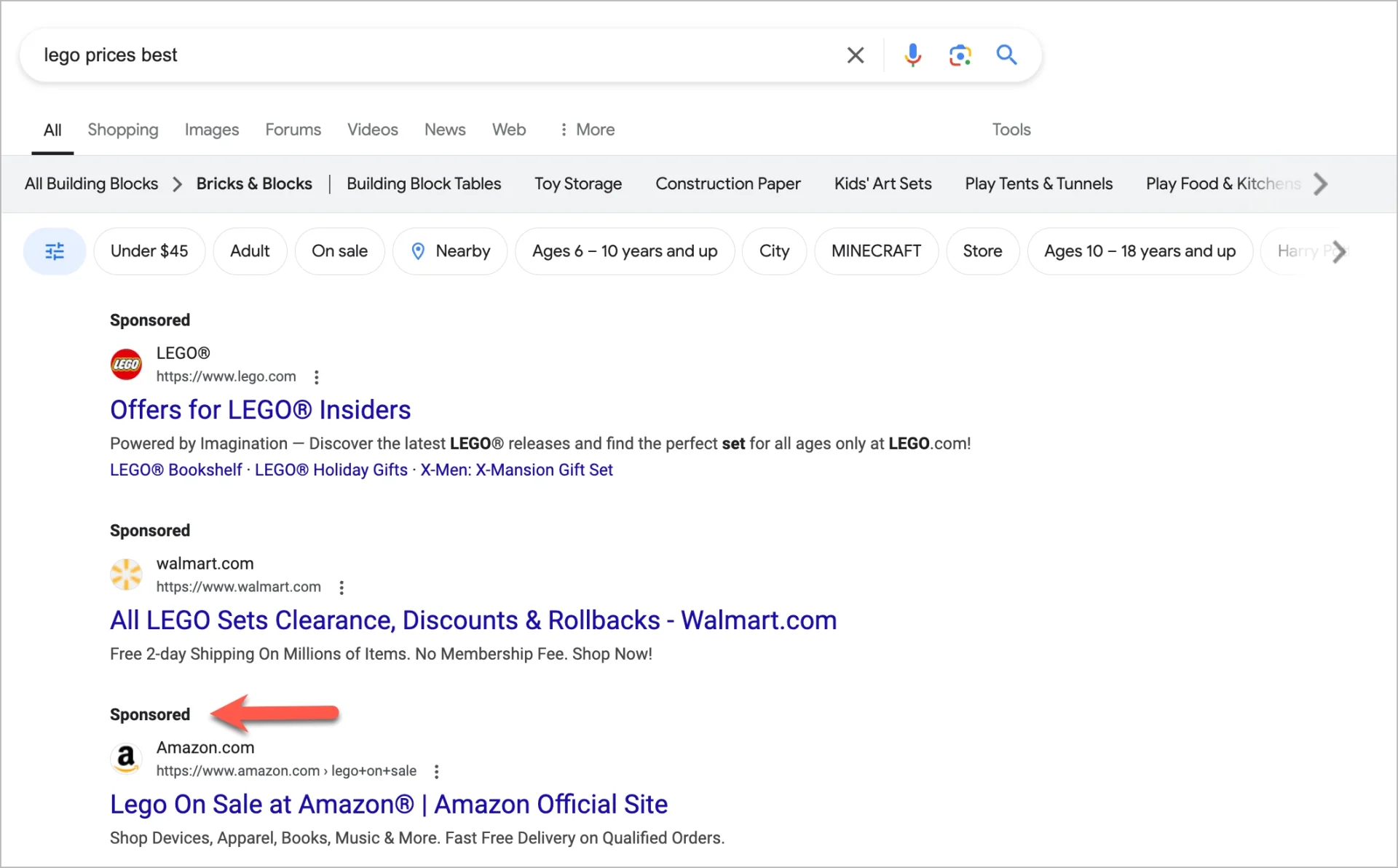 exemplo de publicidade em mecanismos de pesquisa da amazon