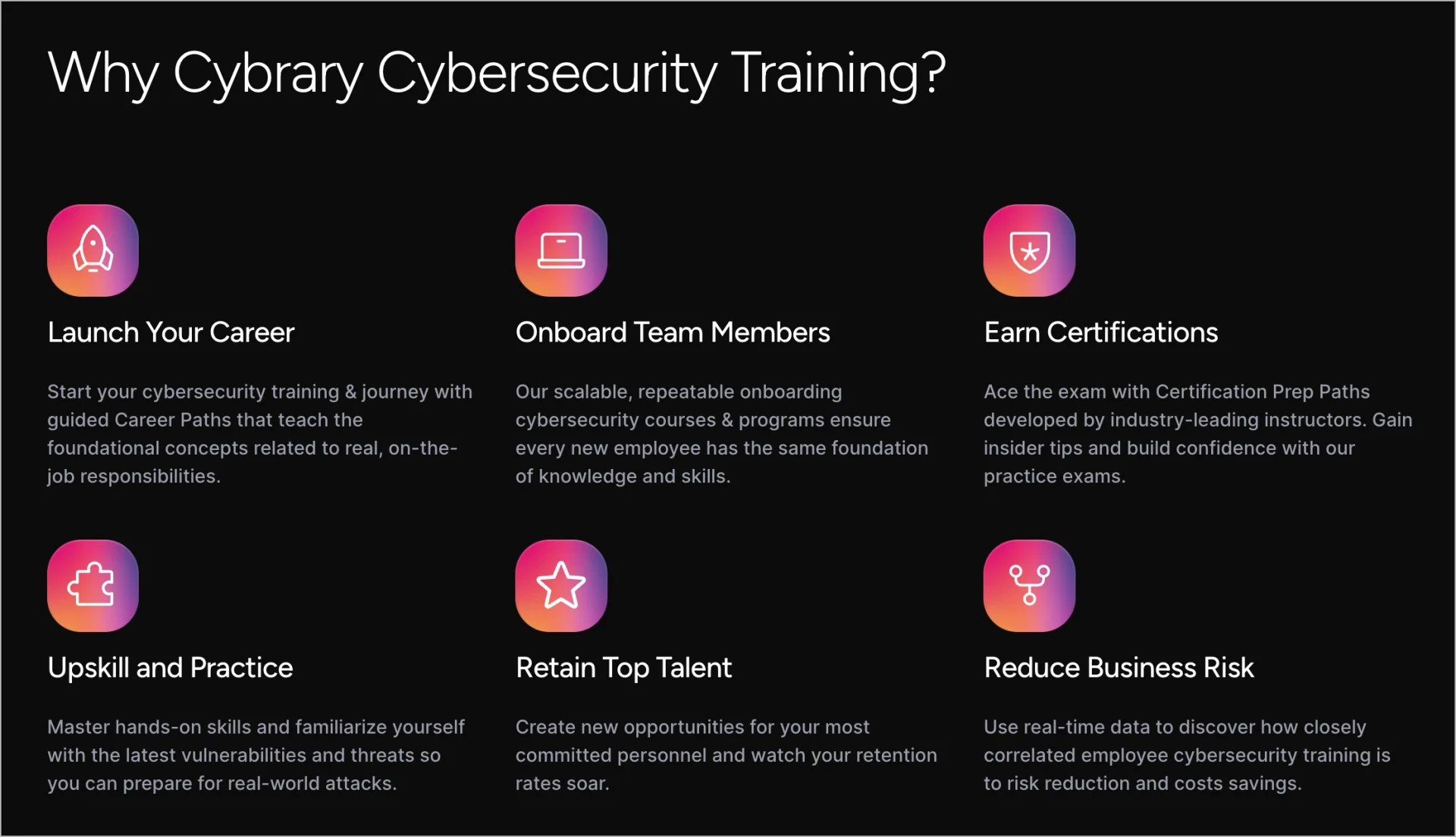perfect landing page example with values higlighted in bullets