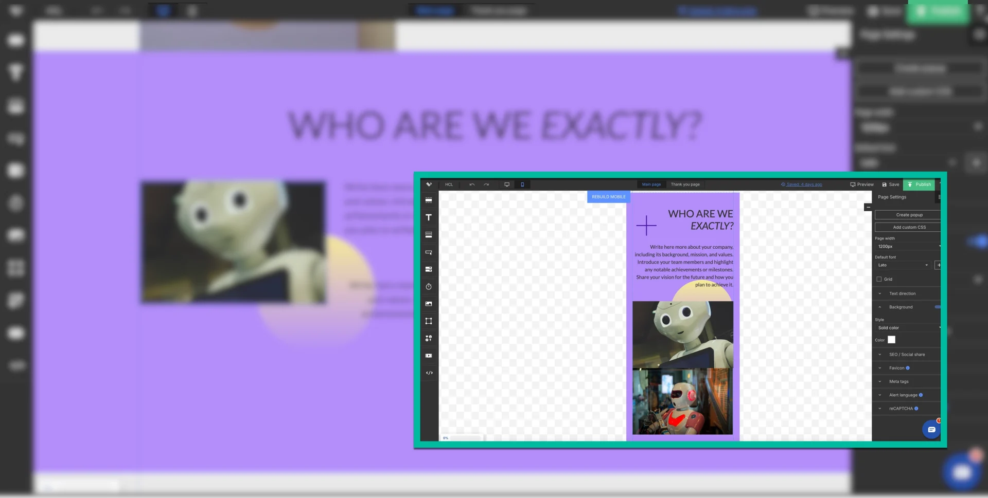 web pages being created in desktop and mobile version
