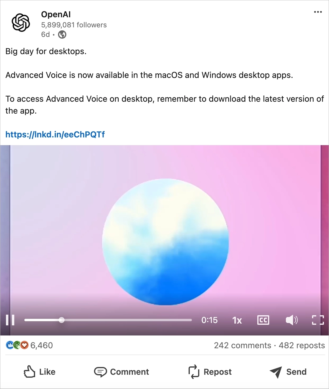 exemplo de marketing on-line para B2B (post no linkedin)