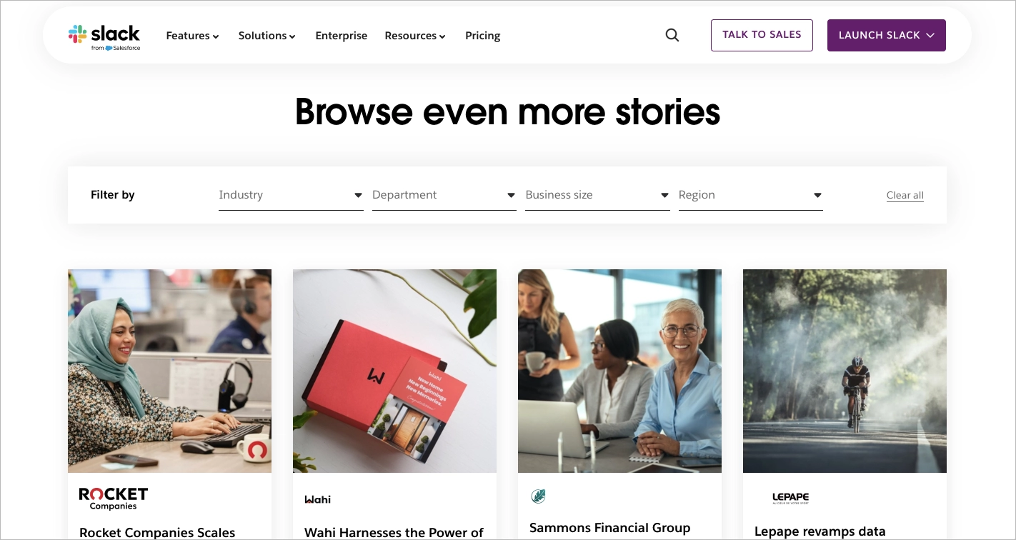 historie klientów Slacka