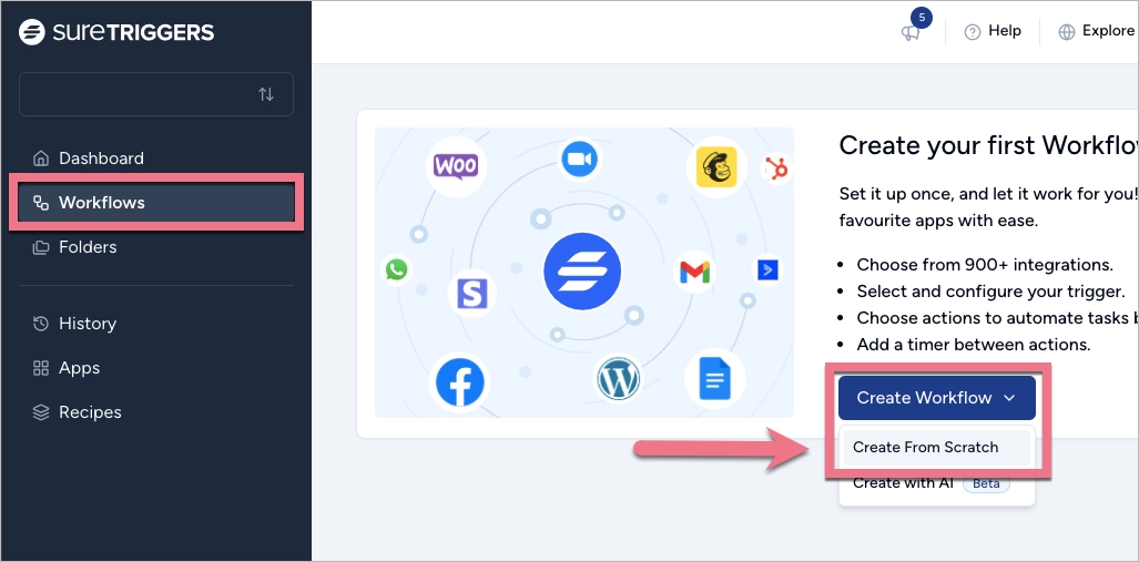 stwórz workflow w SureTriggers