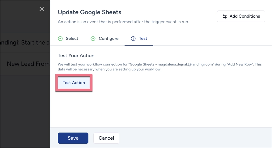 Test akcji w SureTriggers