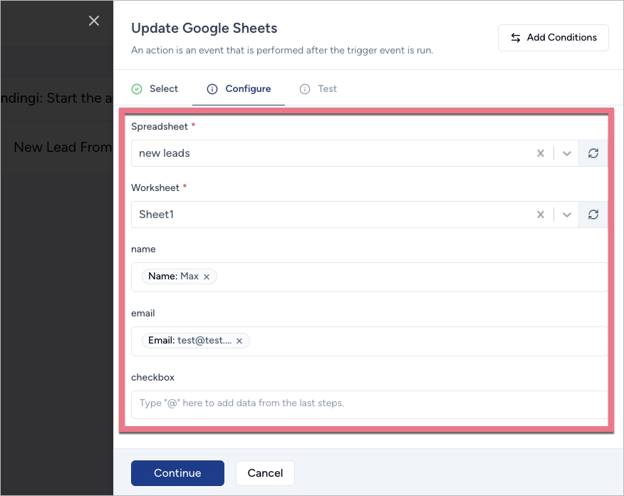 Konfiguracja akcji w SureTriggers