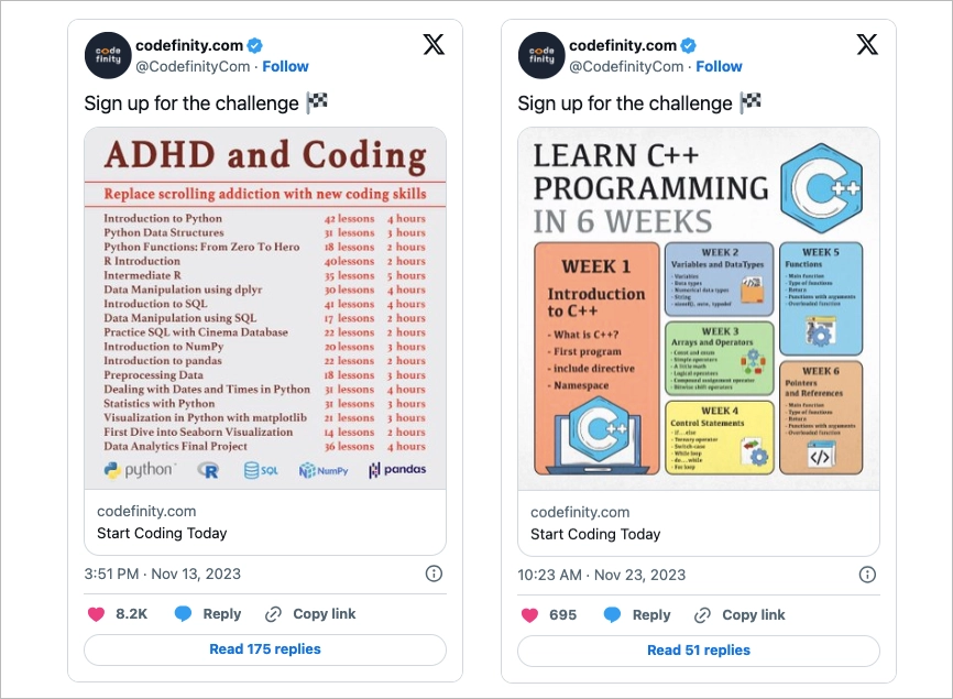 Campanhas de anúncios de mídia social da Codefinity