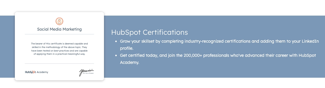 Curso de certificação em marketing de mídia social da HubSpot