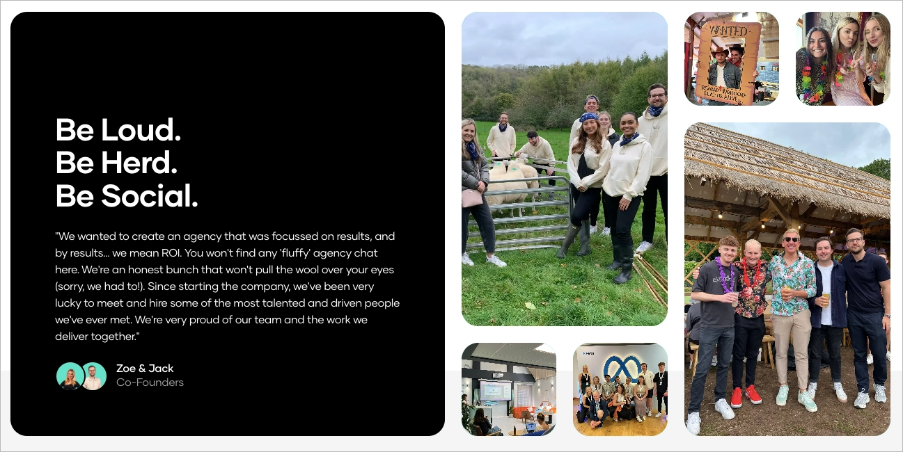 Captura de tela com especialistas em marketing digital da agência The Social Shepherd