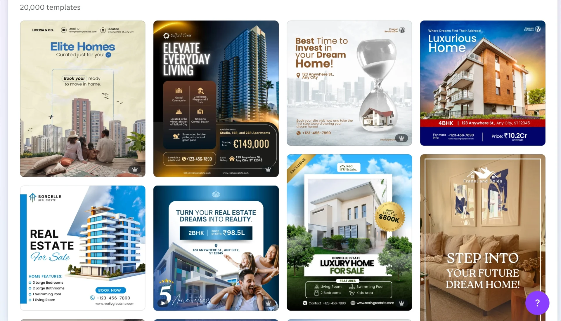 Modelos de imóveis do Canva