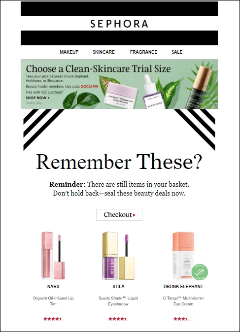 remarketing example – abandoned cart