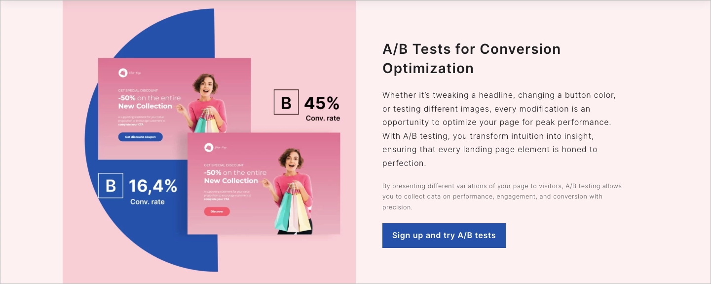 a/b test example landingi