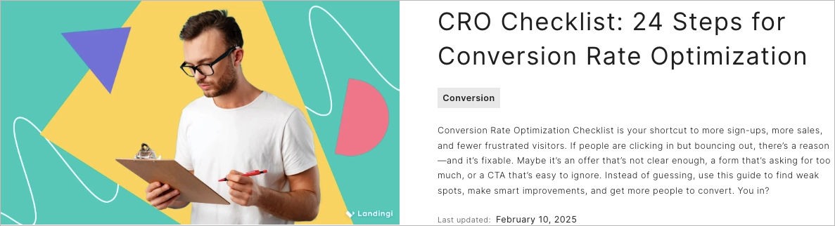 lista de verificação de otimização da taxa de conversão