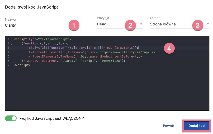 Integracja Landingi i Clarity