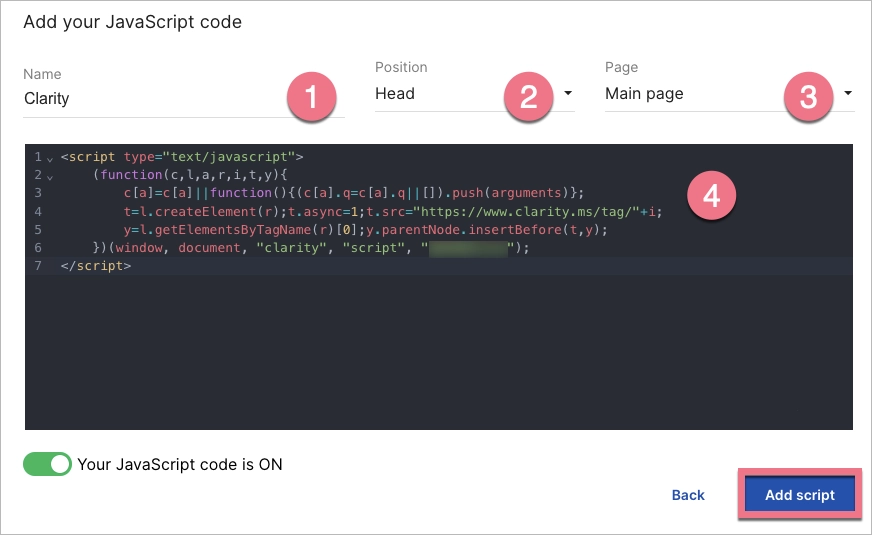 Landingi and Clarity integration