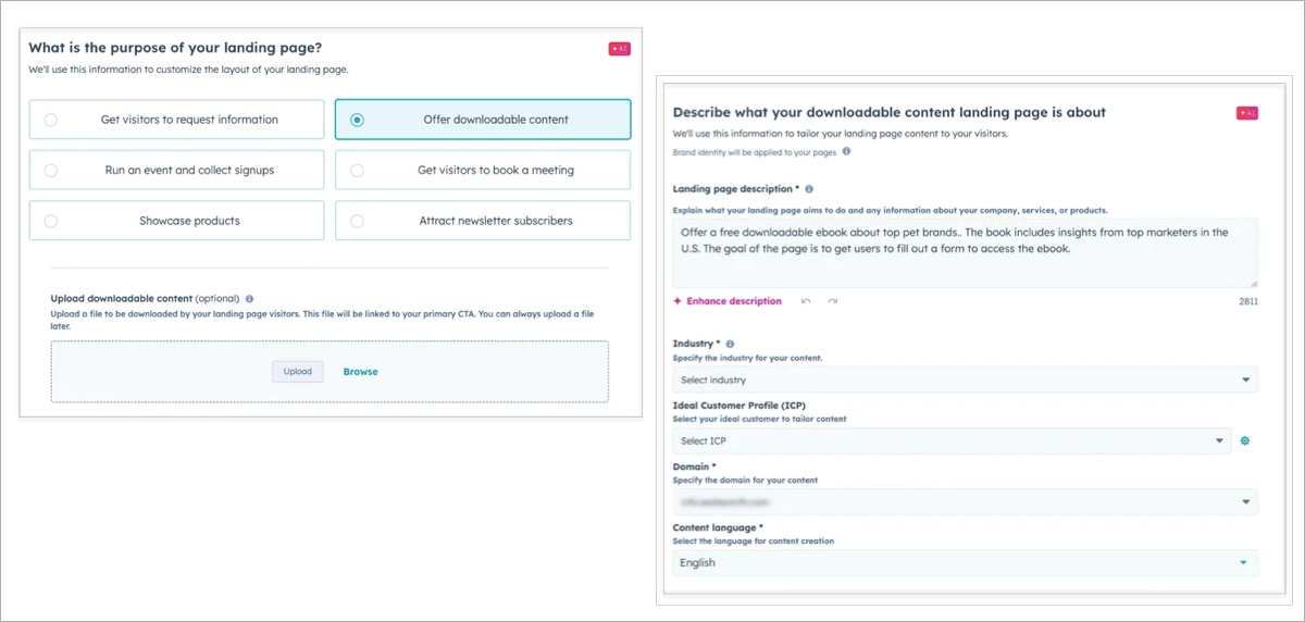 Criação de IA landing page no HubSpot