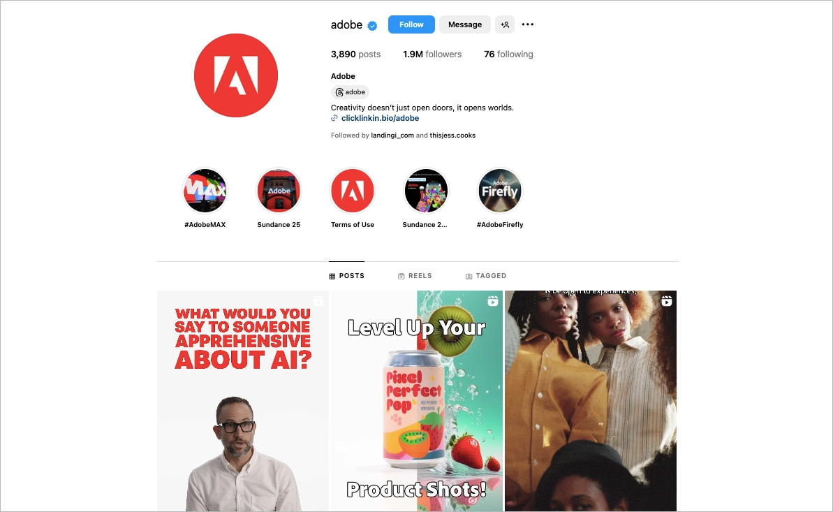 Using social media as a part of lead generation strategy - example for a software company: Adobe