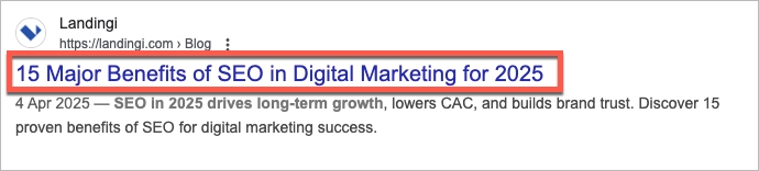 Correct title tag example