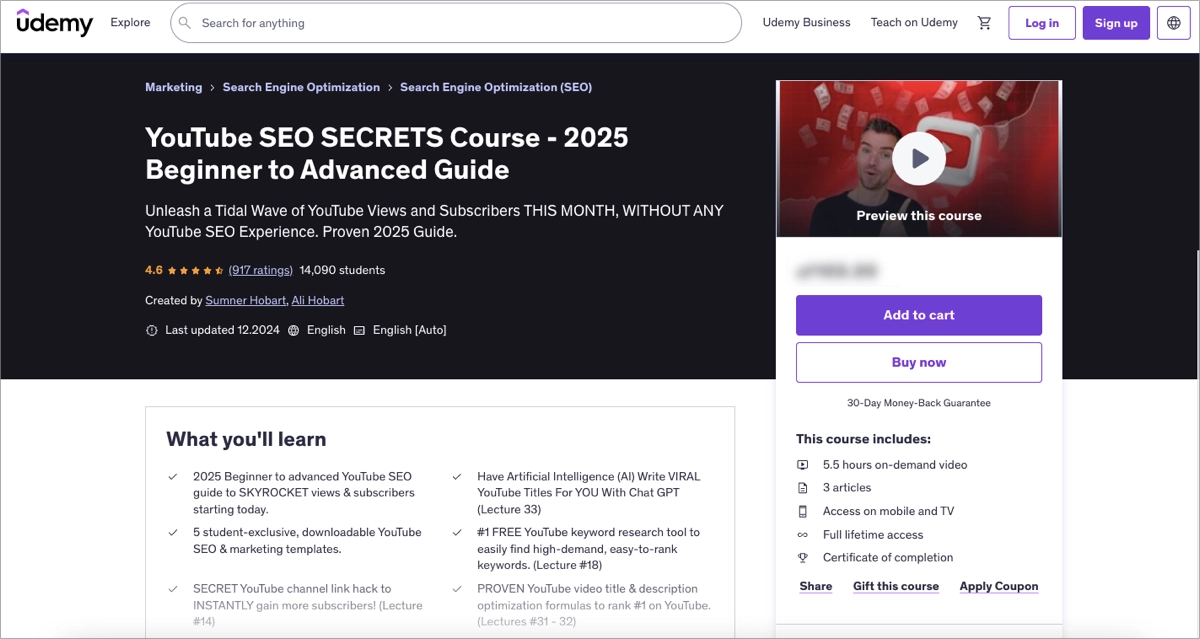 one of the best YouTube SEO courses