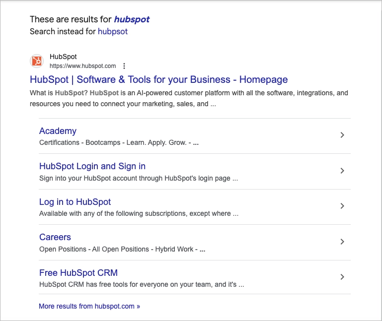 Sitelinks – SERP feature