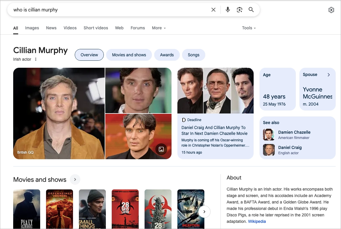 Knowledge Panel - SERP feature