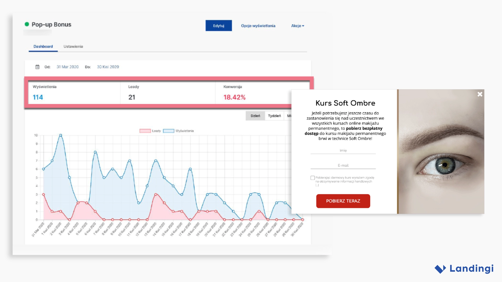 Screenshot of exit pop-up offering a free tutorial in exchange for email address.