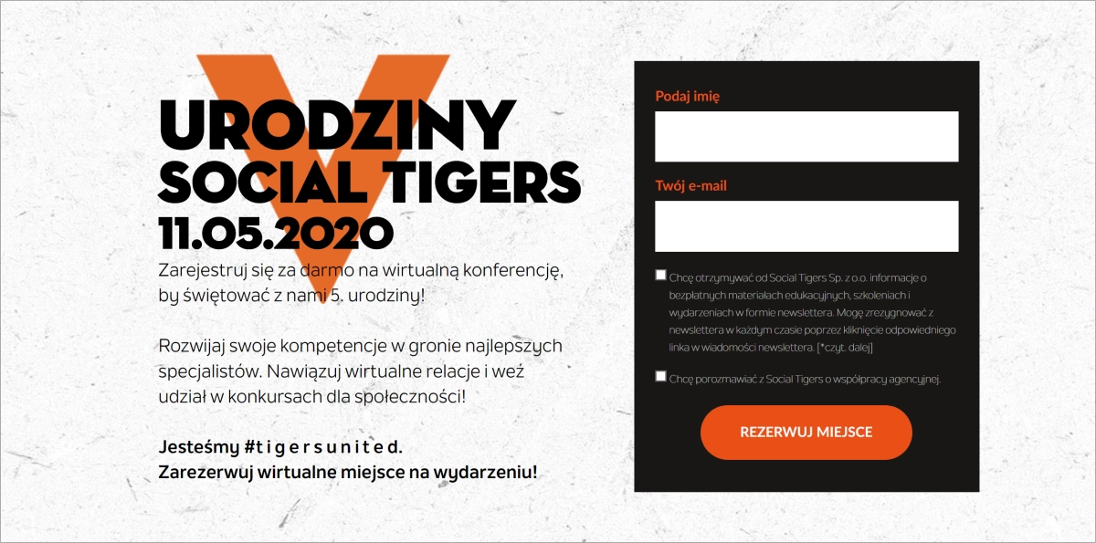 Social Tigers event registration form